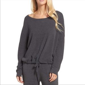 Barefoot dreams cozy chic ultra lite gray pullover sweater size Medium